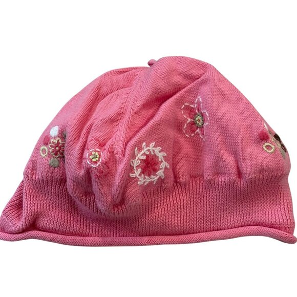 Janie and Jack Pink Sweet Confetti Embroidered Knit Beanie Hat 2-3T 2004 Vintage - Picture 4 of 6